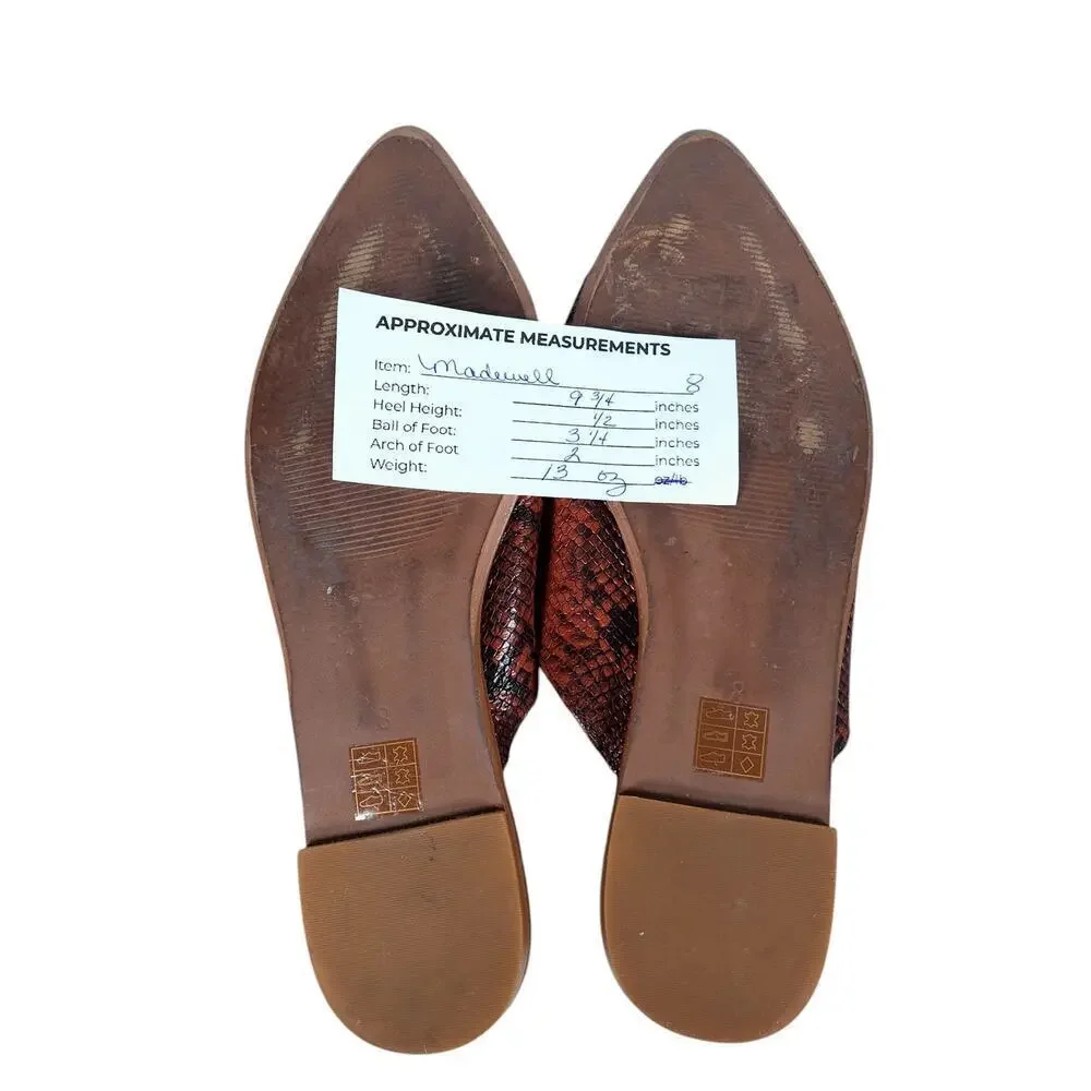 Madewell The Emilia Mule 8 Red Black Snake Embossed Leather Pointed Toe Flats